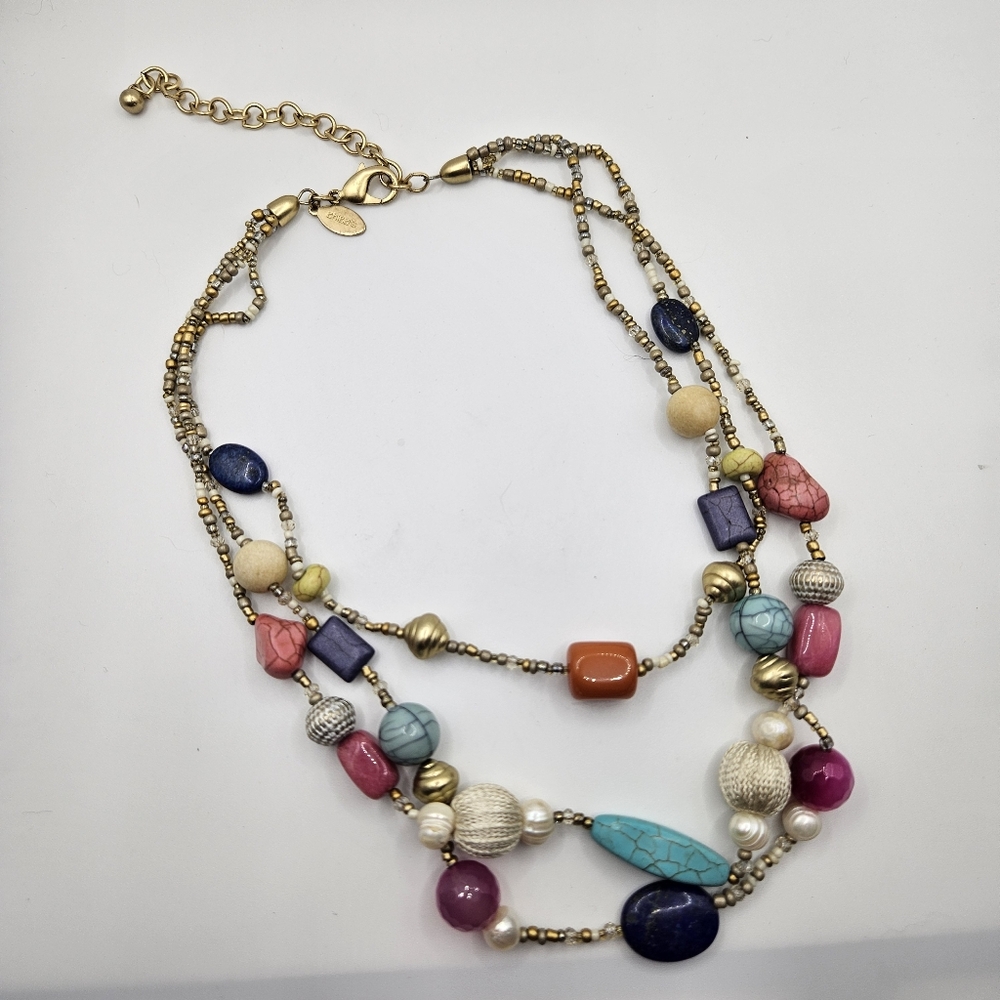 Chico 3 Layer Casual Multi Colored Fun Boho Necklace Candy Colors